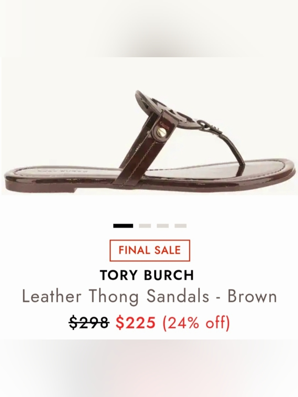 Tory Burch Miller Brown Chocolate Leather Logo Thong Sandals US 8.5 - Picture 16 of 16
